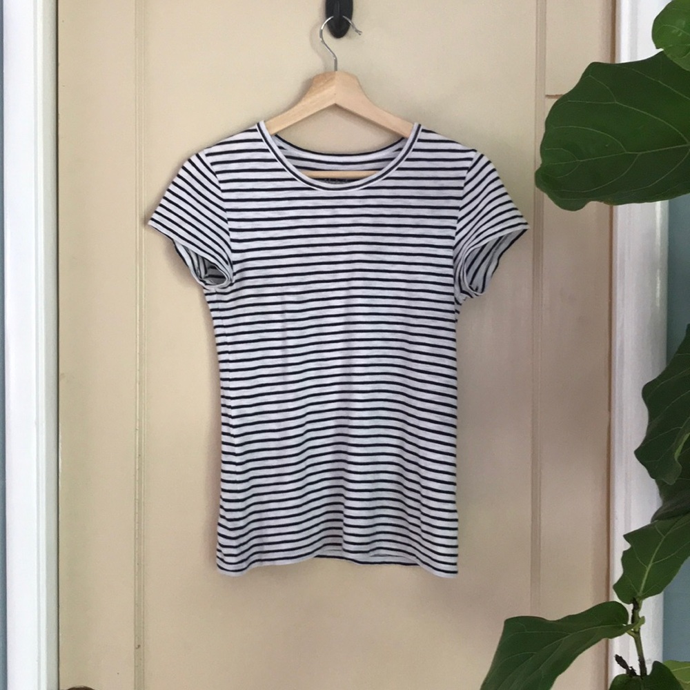 J Crew black and white striped Studio Tee
